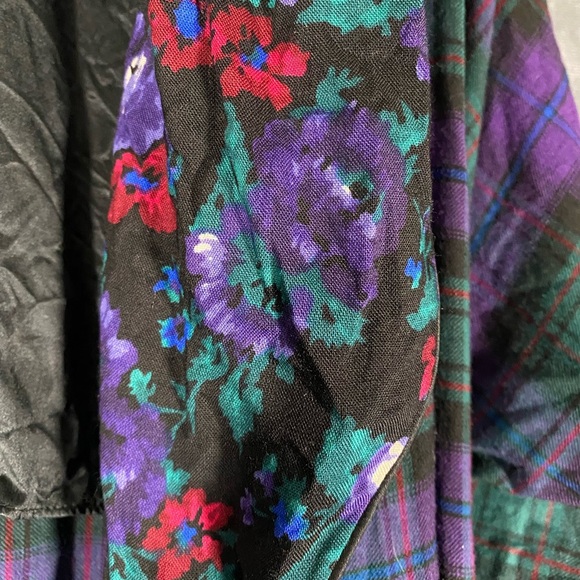La Vie en Rose Vintage Wool Blend Robe Abstract Floral Print Purple Housecoat M - Picture 5 of 9